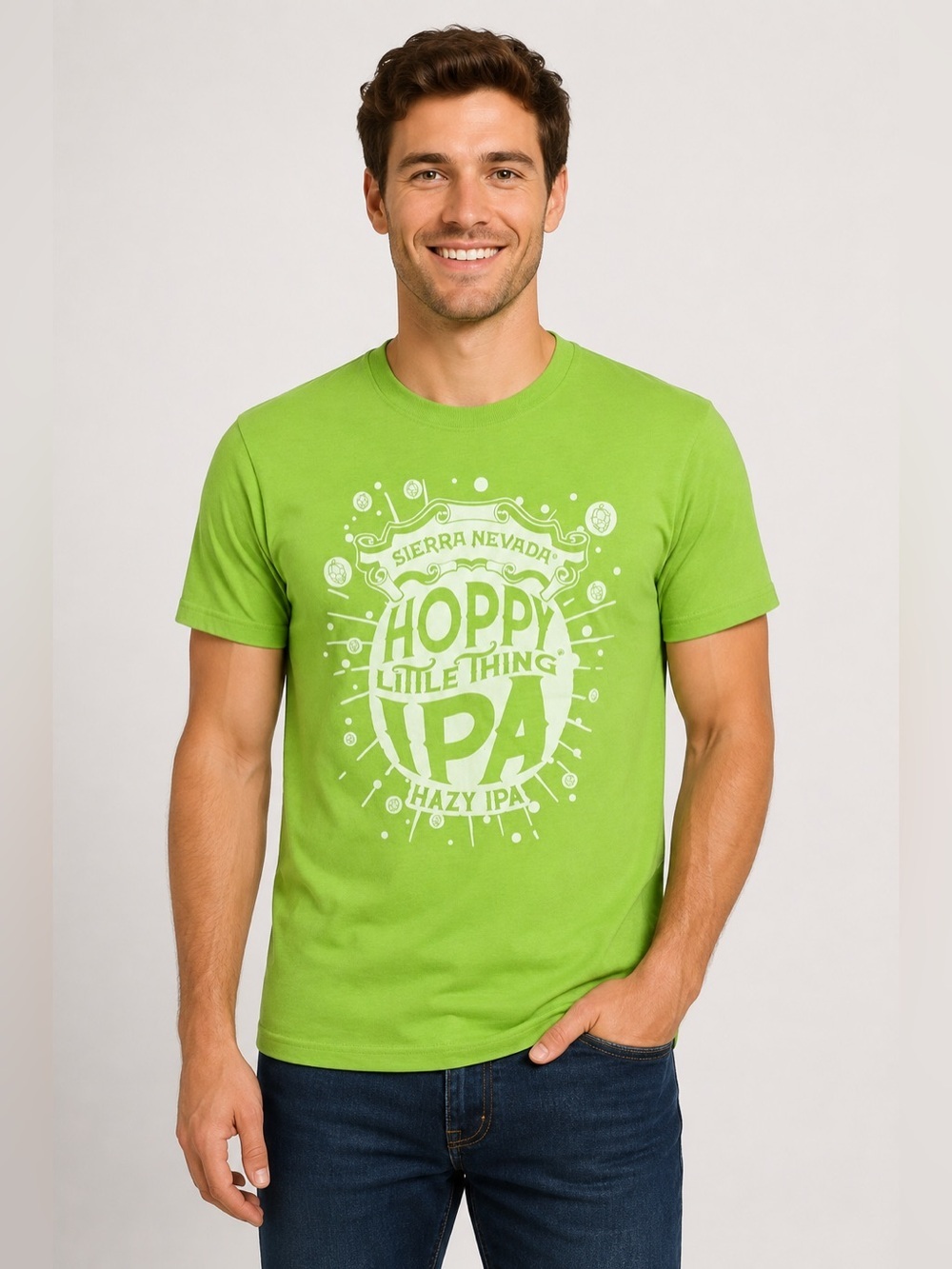 Sierra Nevada Hoppy Little Thing Hazy IPA Graphic T-Shirt Green Size Small